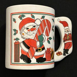 Vintage Style Santa Christmas Candy Cane Holly Mug 🎅
